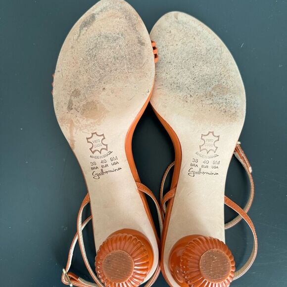 Anthropologie Guilhermina Sculptural Orange Funky Heel Summer Sandal Size 9 / 40 - Picture 9 of 9